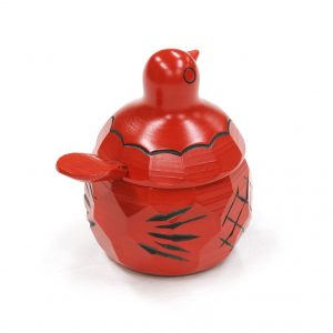 鳩の砂糖壺（赤） | ギャラリーまきの 信州の木製品と美術工芸品販売の民芸店