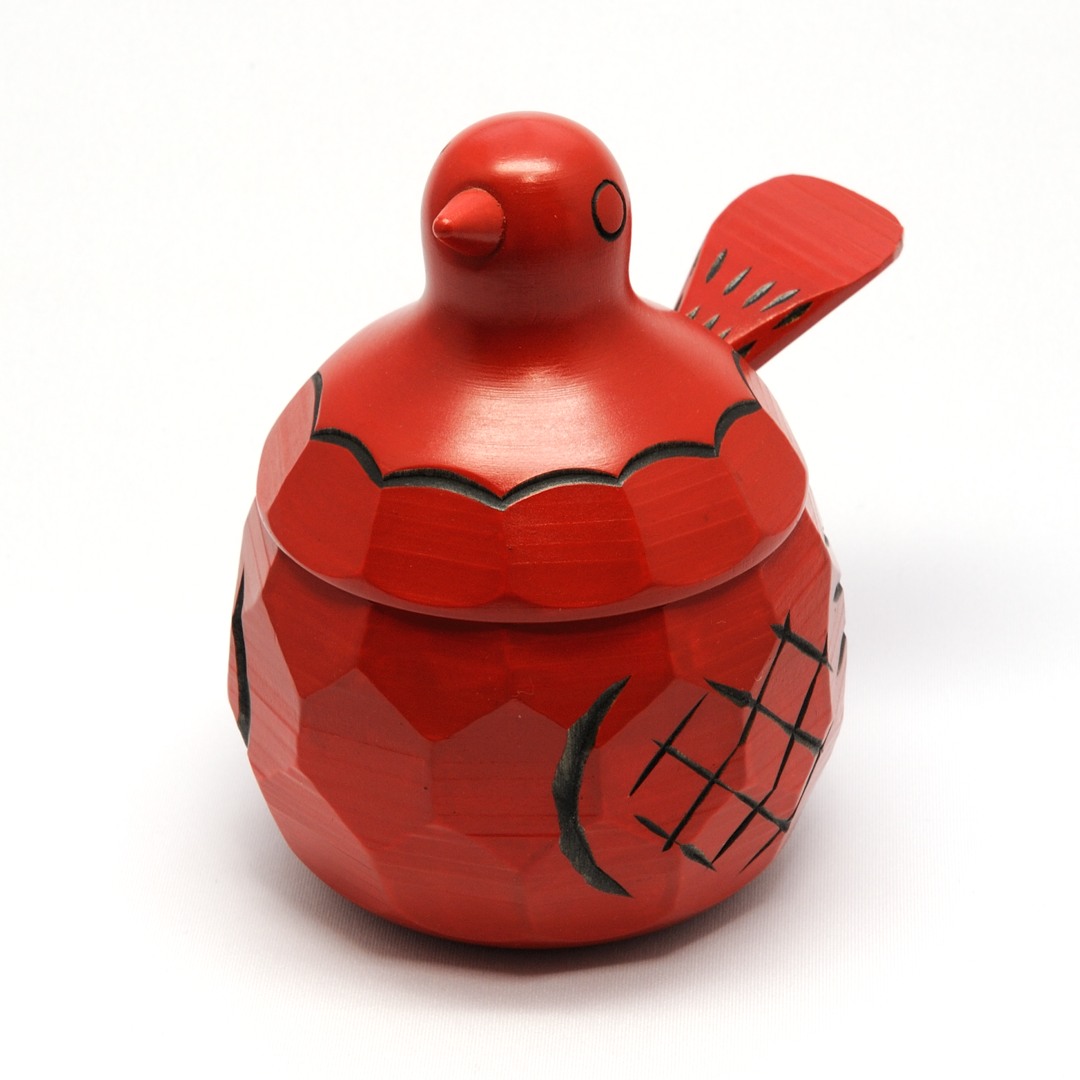 鳩の砂糖壺（赤） | ギャラリーまきの 信州の木製品と美術工芸品販売の ...